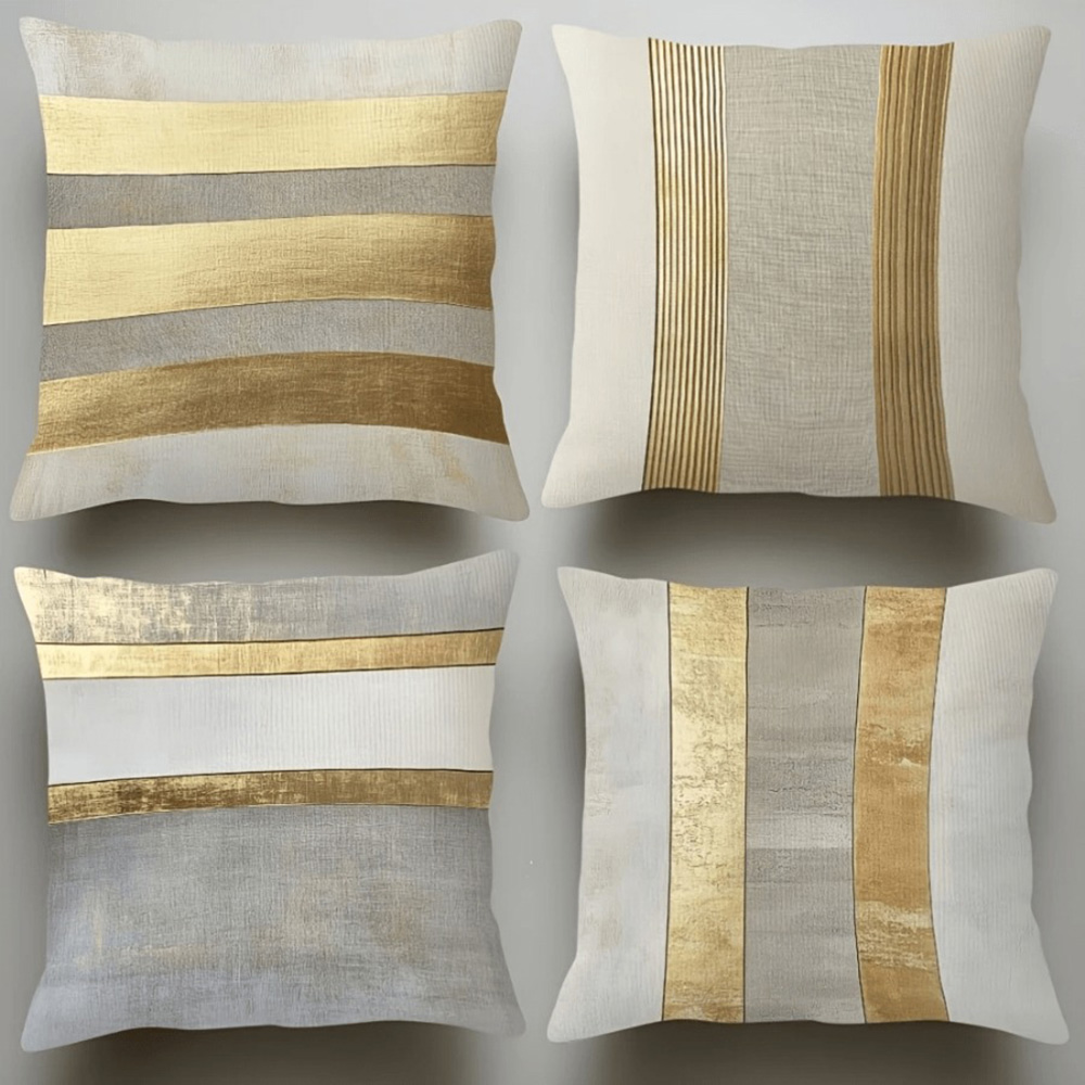 Home Textiles Luxury - Гламурные золотистые и нейтральные полосатые наволочки
